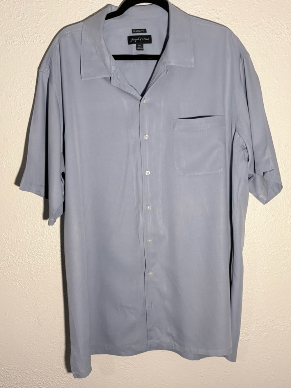 Joseph & Feiss 100% Silk Hawaiian Loop Button Up Blue Shirt Men’s Size 2XLT